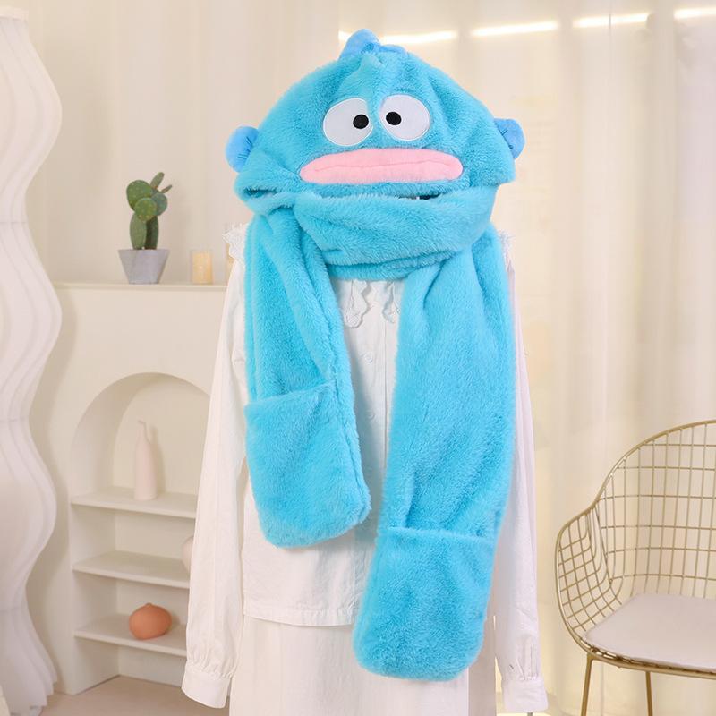 Capibala hat scarf winter gloves female rabbit ears winter scarf hooded three-piece set cute for kids