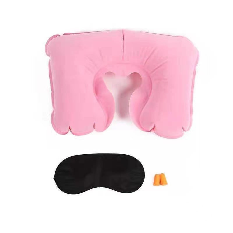 Travel Sanbao blackout eye mask, earplugs, inflatable pillow, U-shaped pillow, travel Sanbao inflatable pillow, aviation set U-shaped pillow