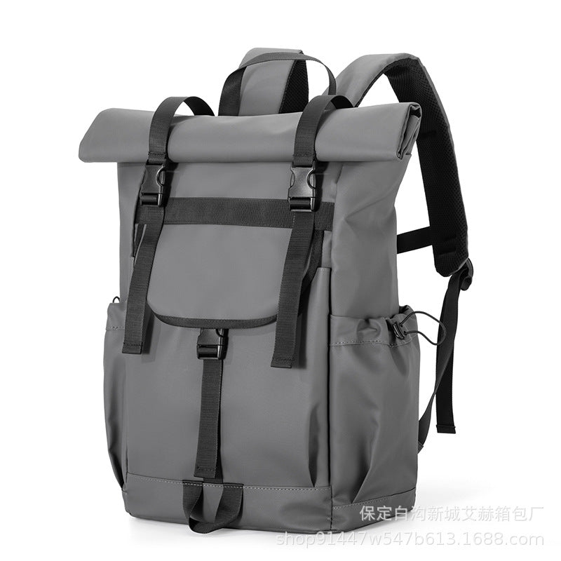 New Large Capacity Men's Backpack Athleisure Backpack Premium Solid Color Street Cool Expandable Travel Bag