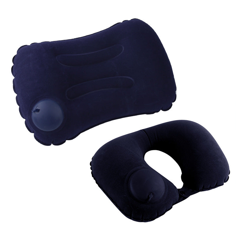 Car neck pillow lumbar support set, neck support pillow for tourist car, lumbar pad, press inflatable flocking U-shaped pillow, car headrest