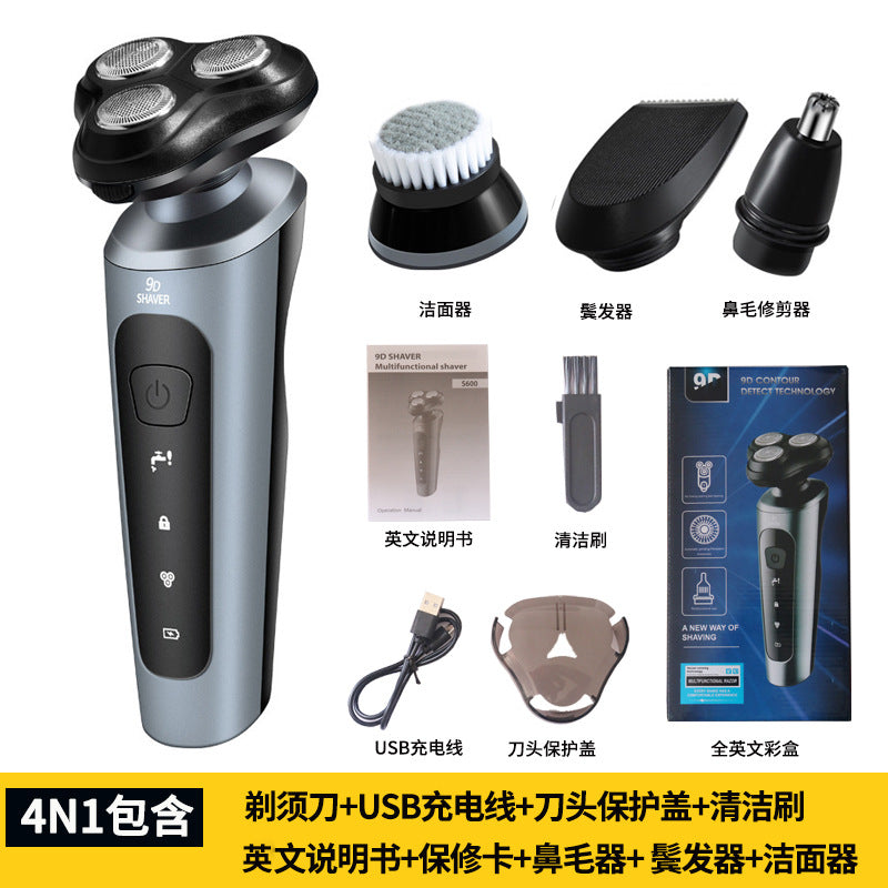 9D Electric Shaver for Men - Waterproof Rechargeable Razor with Multi-Functional Beard Trimmer
