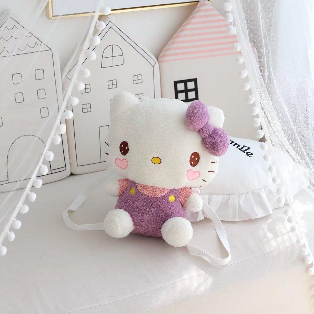Cartoon kitty cat backpack wholesale kids out play light small backpack soft girl plush crossbody bag