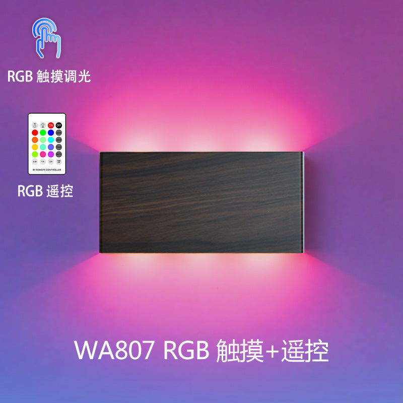 Cross-border double-sided luminous remote control three-color RGB touch magnetic wall lamp, USB charging, wiring-free bedside night light
