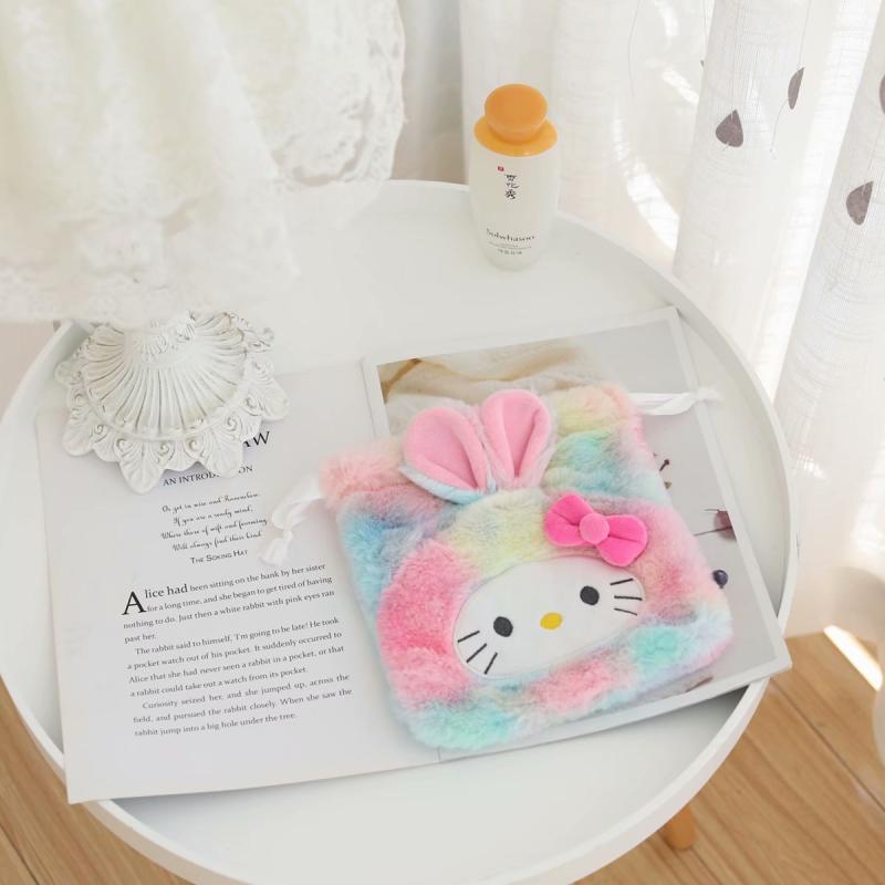 children, internet celebrities, students, girls, hearts, drawstrings, clutch bags, plush bags, makeup bags, plush bags, storage bags, women's cartoons