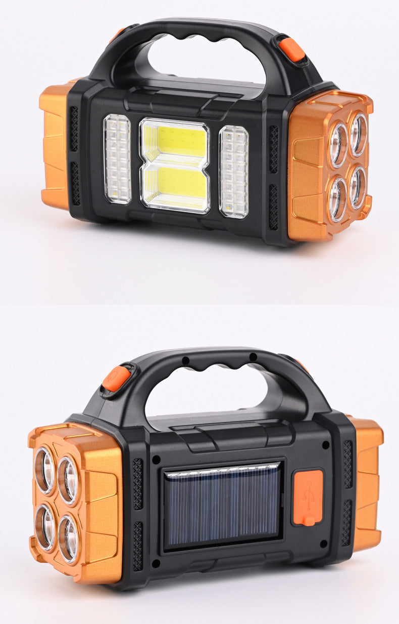 Cross border flashlight strong light led outdoor rechargeable searchlight portable household waterproof plastic xenon camping lantern