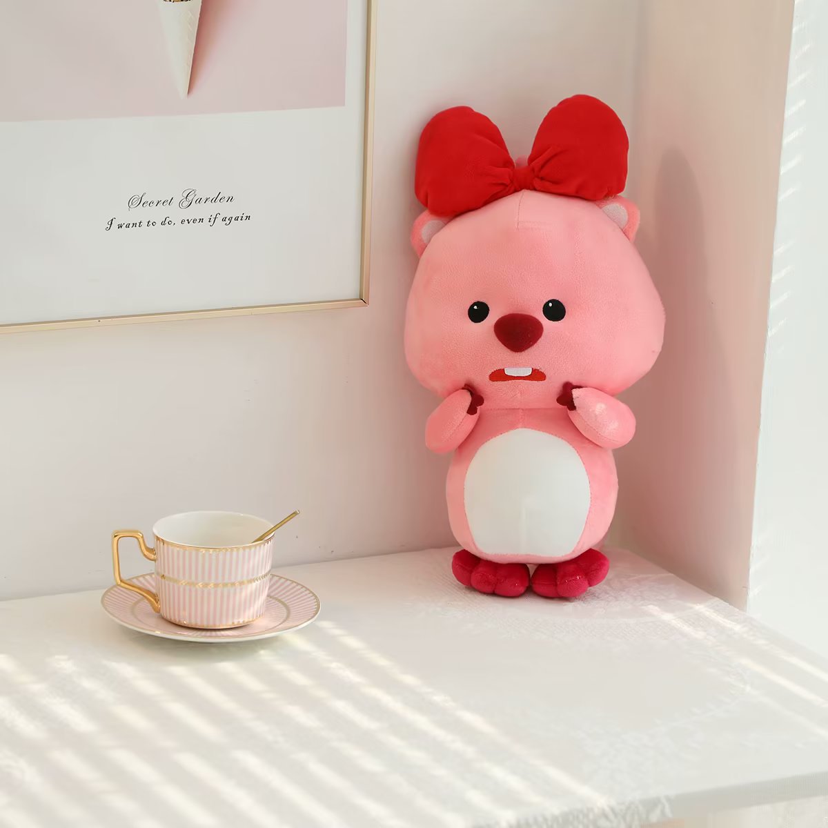 New Cute Christmas Little Beaver Doll Plush Toy Kids Gift U Pillow Doll Bow Doll