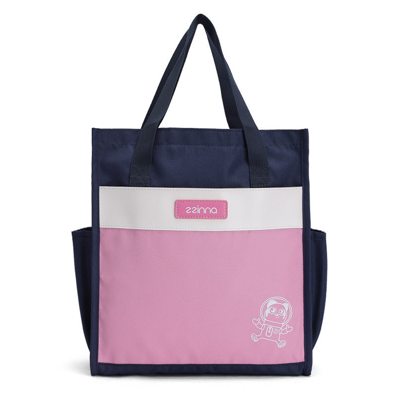 ZZINNA Kids Elementary School Student Tutoring School Bag Cartoon Cute Girl Canvas Handbag Light Tuition Bag Wholesale