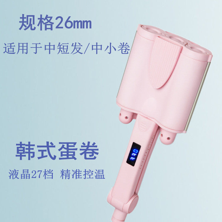 New ceramic curling iron three tube curling device Korean egg roll pear head does not hurt hairpin plate water ripple perm