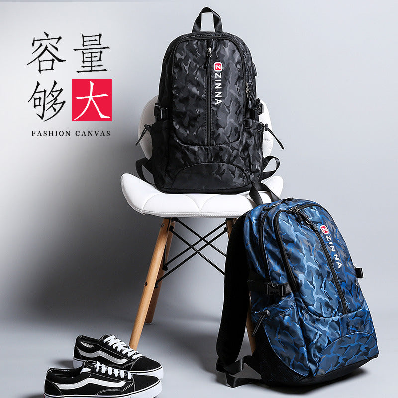 Korean version college student backpack men's fashion trend rucksack campus teen high school junior high school student school bag
