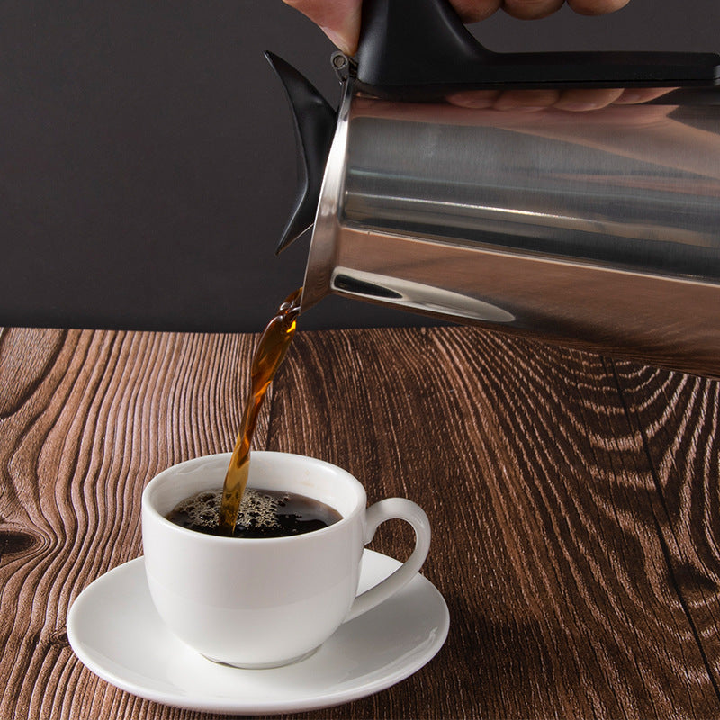 Cross-border hot-selling 304 stainless steel mocha coffee pot European plug base pour-over coffee pot household coffee utensils