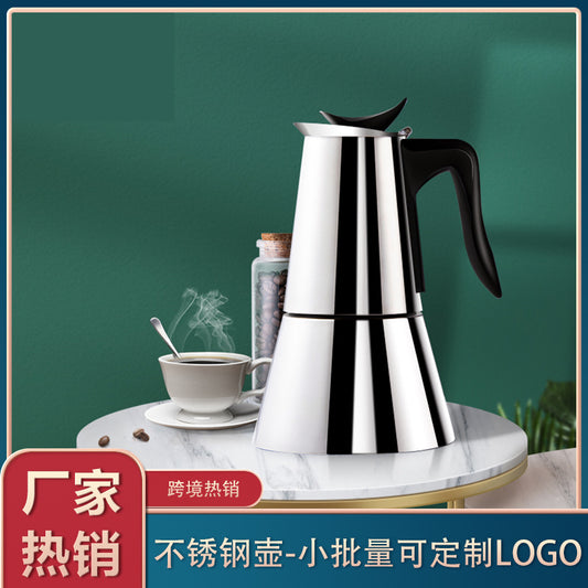 Cross-border hot-selling 304 stainless steel mocha coffee pot European plug base pour-over coffee pot household coffee utensils