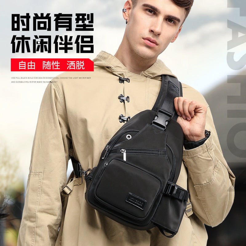 Trendy men's shoulder bag, daily versatile crossbody chest bag, women's waterproof Korean version of outdoor sports large-capacity crossbody backpack