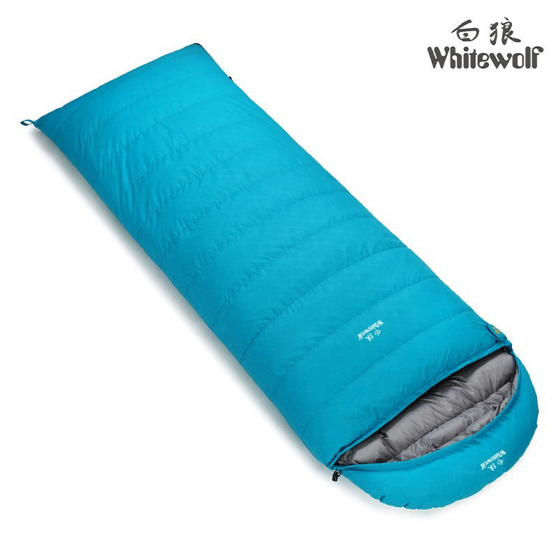 Down sleeping bag manufacturers supply outdoor camping envelope type ultra-light white duck down sleeping bag one piece drop shipping