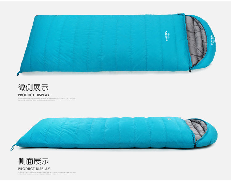 Down sleeping bag manufacturers supply outdoor camping envelope type ultra-light white duck down sleeping bag one piece drop shipping