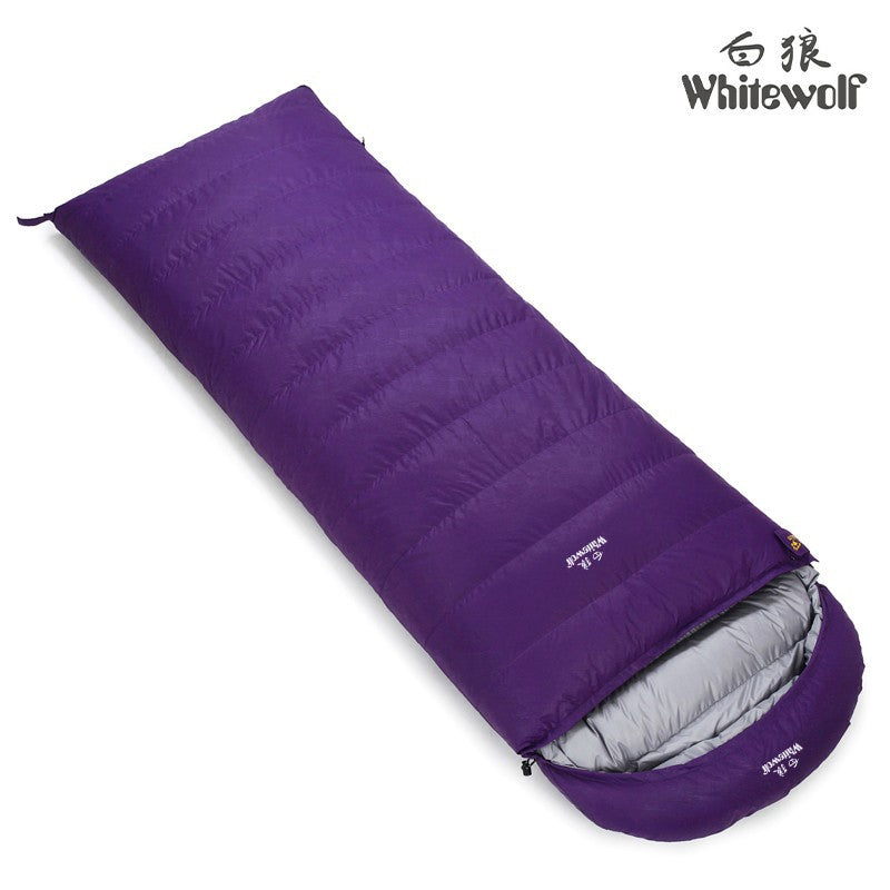 Down sleeping bag manufacturers supply outdoor camping envelope type ultra-light white duck down sleeping bag one piece drop shipping