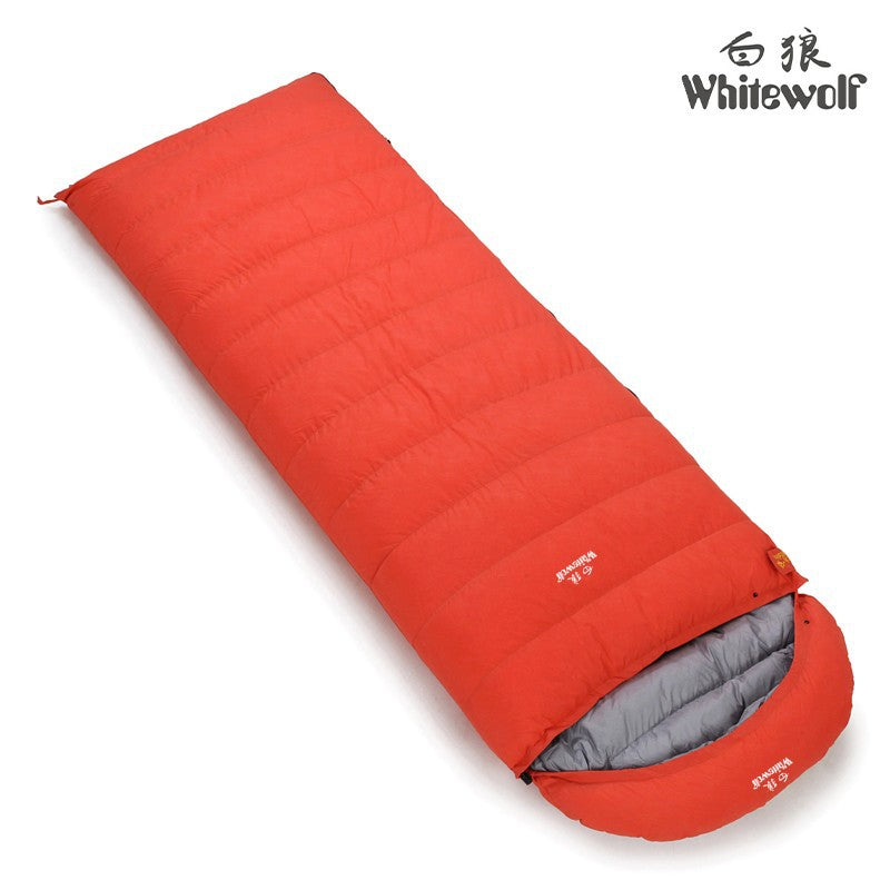 Down sleeping bag manufacturers supply outdoor camping envelope type ultra-light white duck down sleeping bag one piece drop shipping