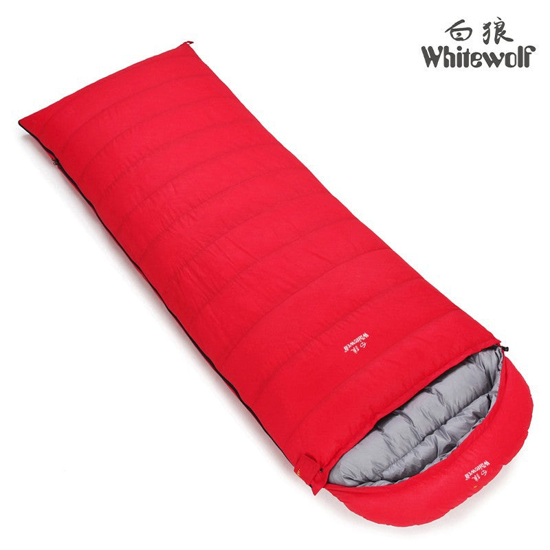 Down sleeping bag manufacturers supply outdoor camping envelope type ultra-light white duck down sleeping bag one piece drop shipping