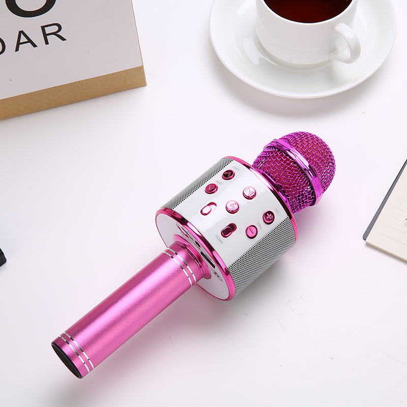 Hot sale wireless microphone 858 mobile phone karaoke bluetooth microphone audio integrated children's microphone home gifts