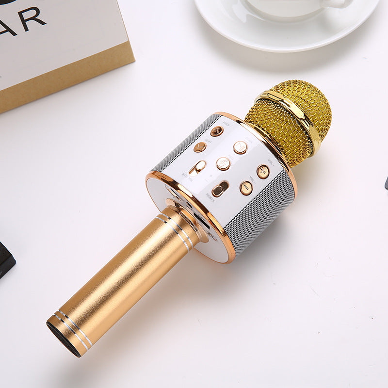 858 mobile phone karaoke bluetooth microphone children's audio microphone all-in-one live broadcast wireless karaoke microphone wholesale