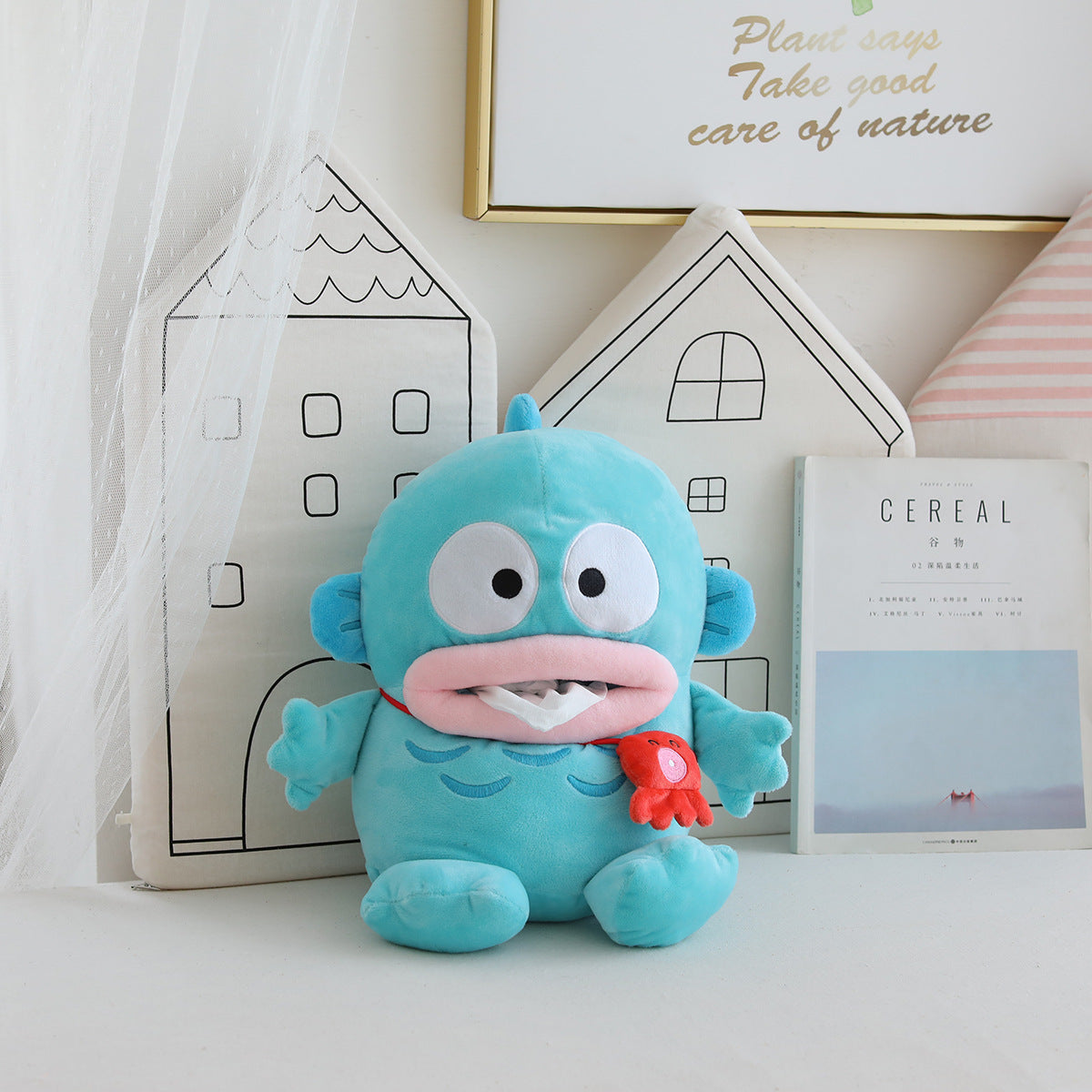 Creative Funny Blue Water Monster Plush Toy Wholesale Little Fish Hunton Backpack Kids Outdoor Play Backpack