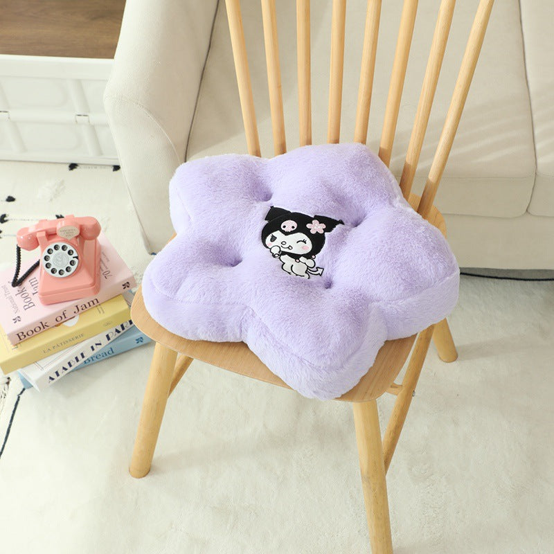 Flower Plush Cushion - Cute 5-Petal Chair Cushion for Office & Home