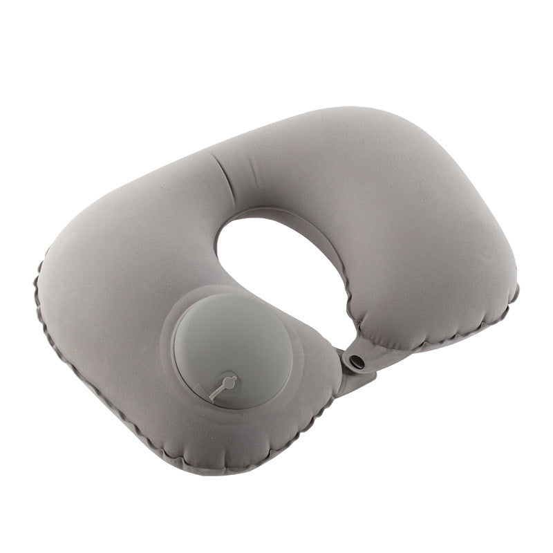Car neck pillow lumbar support set, neck support pillow for tourist car, lumbar pad, press inflatable flocking U-shaped pillow, car headrest