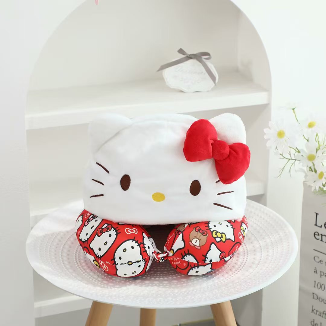 New summer cartoon ice silk memory foam U-shaped pillow cute kulomi cinnamon dog office nap pillow can be wholesale