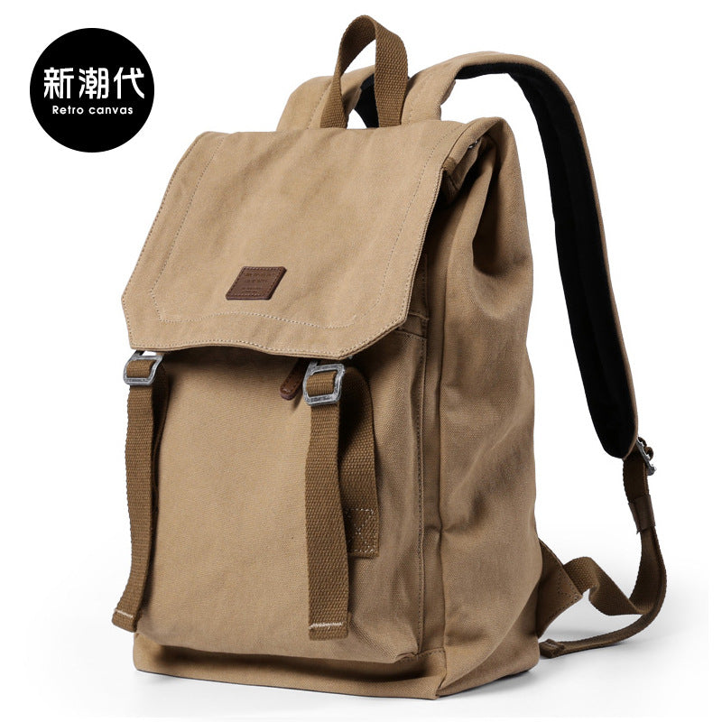 Factory custom trendy Korean version men's backpack casual backpack canvas travel bag college student schoolbag wholesale