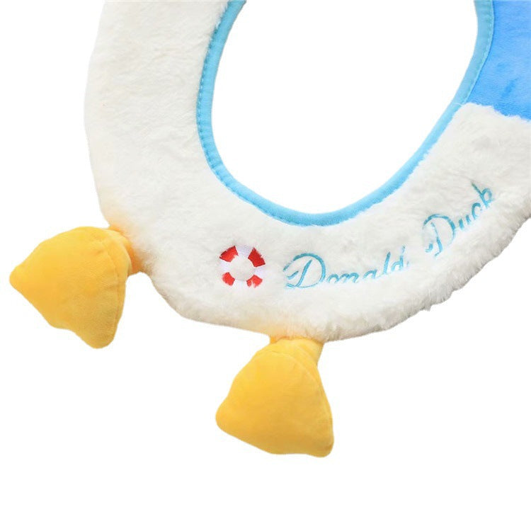 Cartoon Donald Duck Autumn and Winter Thickened Velcro Non-slip Plush Toilet Cover Cushion Cover Toilet Ferrule Soft Cushion