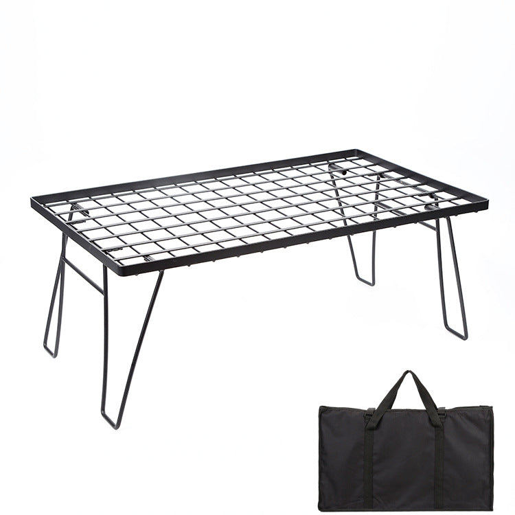 Outdoor camping shelves, net tables, cross-border portable iron folding tables, multi-functional barbecue, multi-layer camping splicing tables