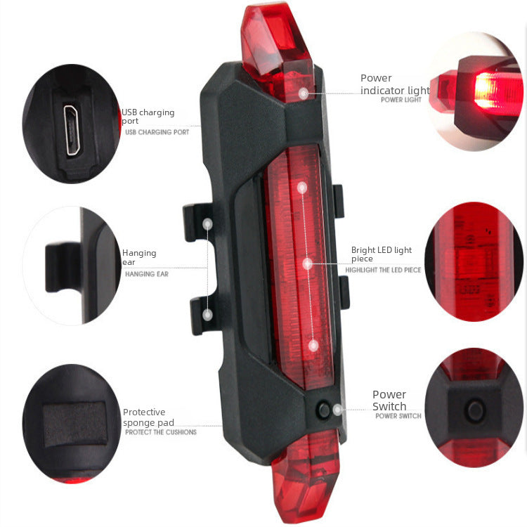 Cross border 2255 bicycle headlight warning tail light led waterproof usb set cycling mountain bike accessories