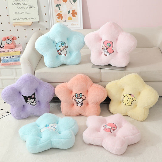 Flower Plush Cushion - Cute 5-Petal Chair Cushion for Office & Home
