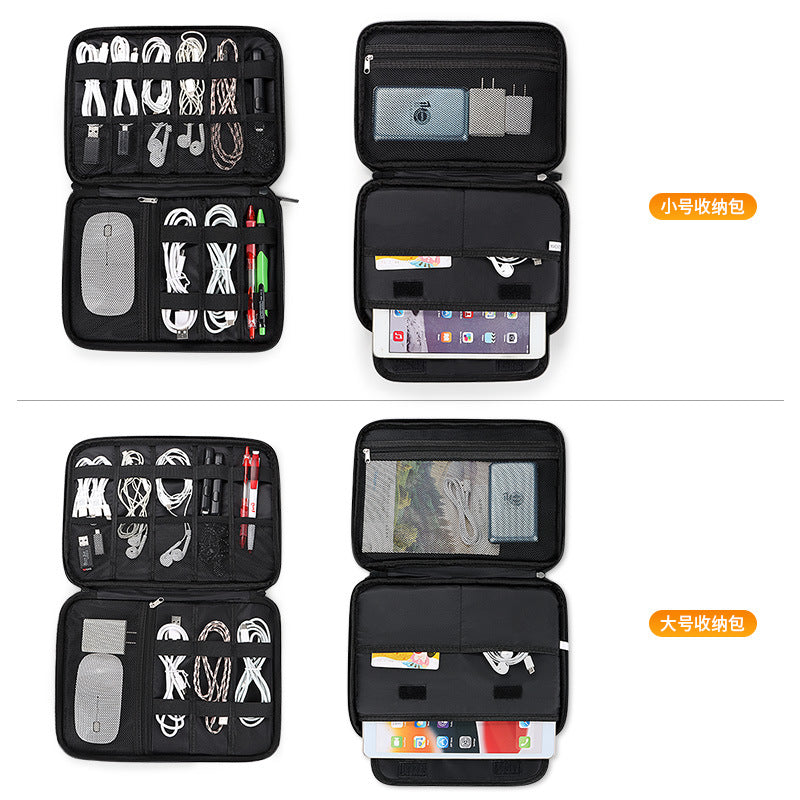 Large portable portable double-layer digital bag, multi-layer large-capacity waterproof and collision-proof 3C digital product power data cable