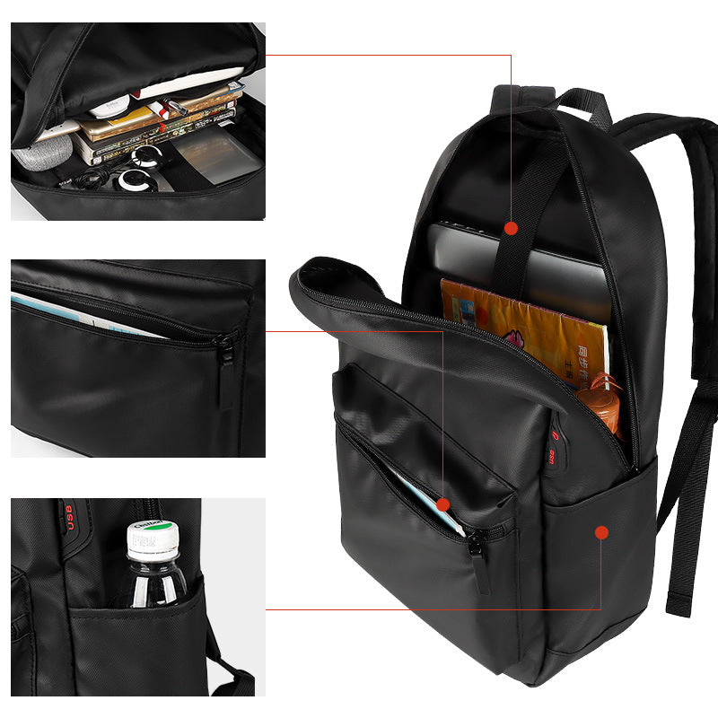 Laptop bag, backpack, simple waterproof men's and women's school bag, outdoor leisure, business capacity, 15.6 inches