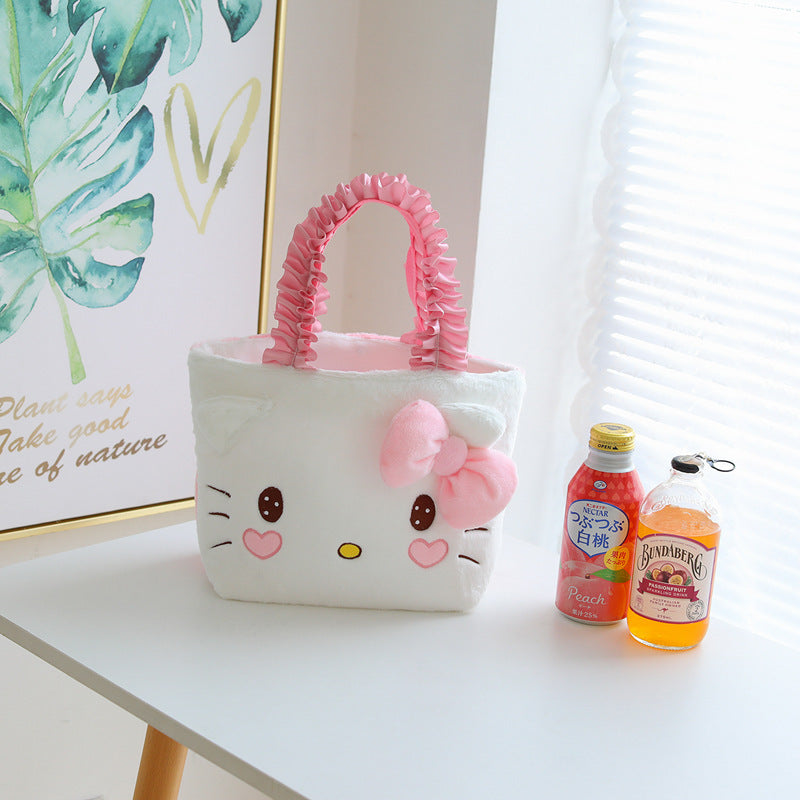 Office Worker Portable Lunch Box Bag Multifunctional Cartoon Storage Bag Wholesale Student Dormitory Cute Plush Bento Bag