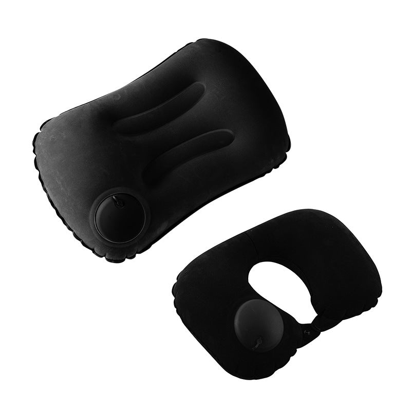 Car neck pillow lumbar support set, neck support pillow for tourist car, lumbar pad, press inflatable flocking U-shaped pillow, car headrest