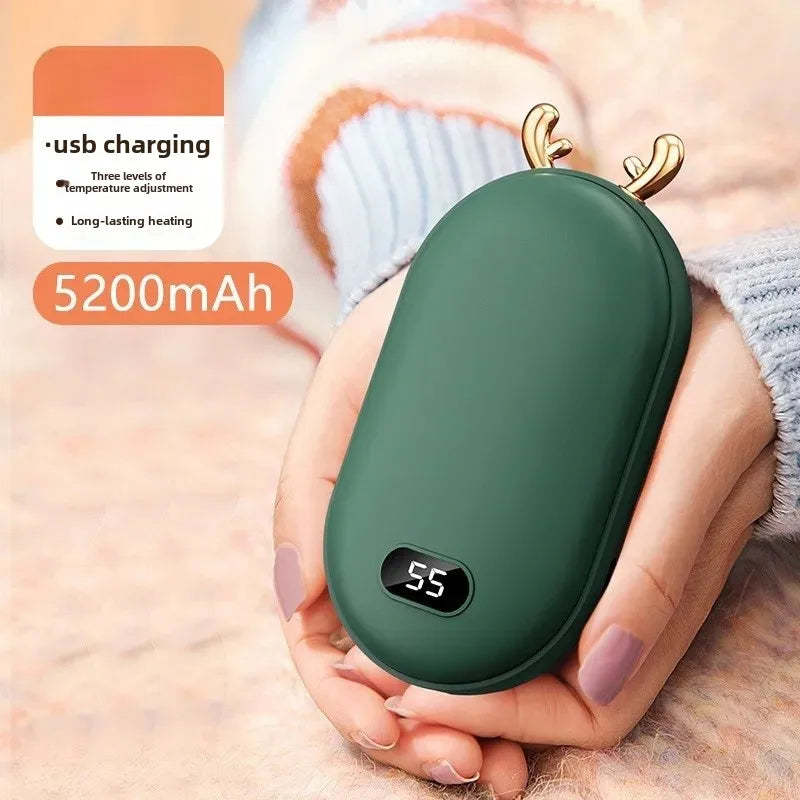 Cross-border new mini cartoon digital display hand warmer 10000 mAh hand warmer 2-in-1 hand warmer charging