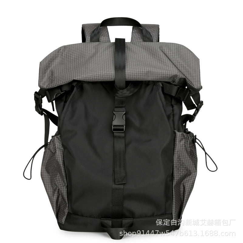 Sports Outdoor Mountaineering Cycling Backpack Folding Roll Backpack Men's Functional Wind Travel Male College Student School Bag