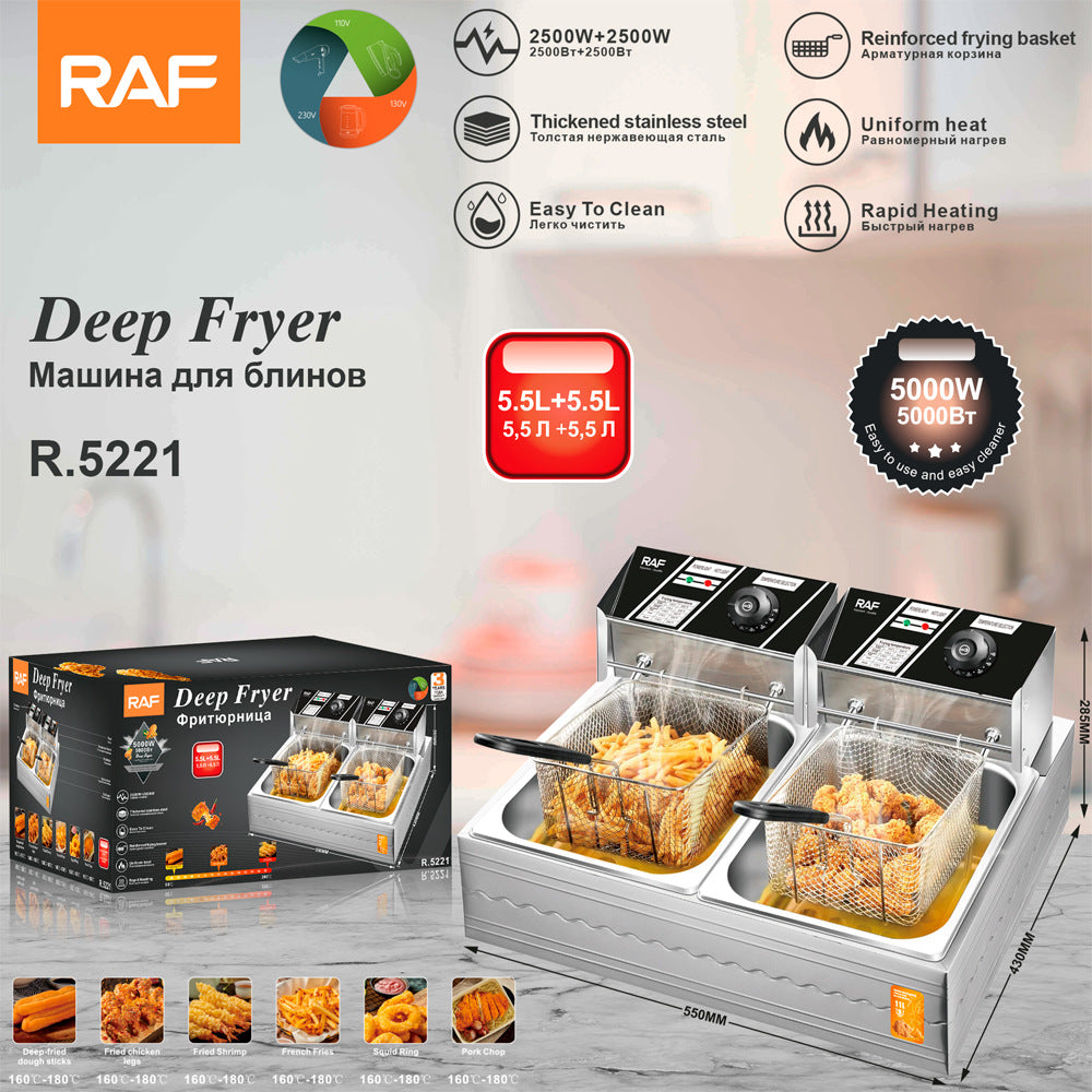 Deep fryer, household double boiler, electric fryer, electric fryer, commercial fritters, fries, fries, machines, stalls, fried skewers, constant temperature, R 5221