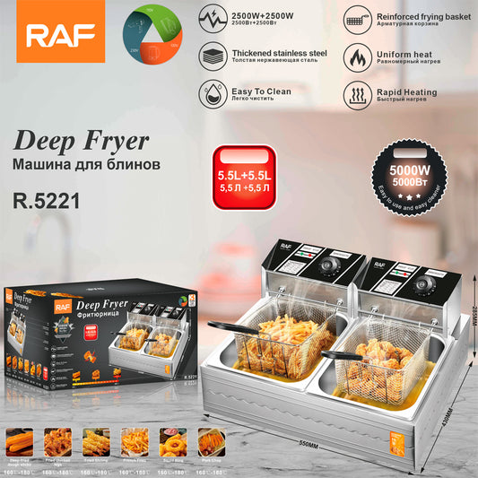 Deep fryer, household double boiler, electric fryer, electric fryer, commercial fritters, fries, fries, machines, stalls, fried skewers, constant temperature, R 5221