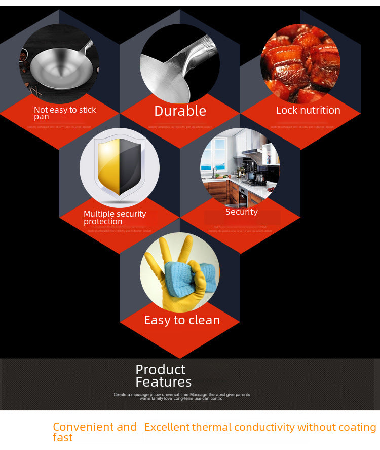 Factory Direct 430 Stainless Steel Wok Food Grade Thickened Non-Sticky Non-Coated Round Bottom Commercial Household Pot