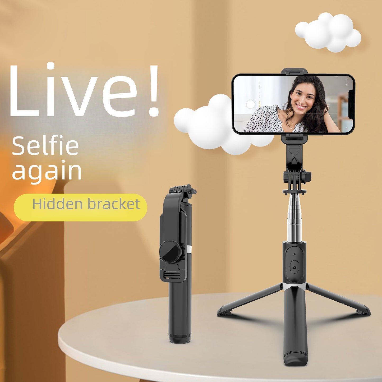 The popular Q02 Bluetooth selfie stick, portable all-in-one tripod, 1 meter horizontal and vertical shooting, multi-functional live broadcast stand, universal