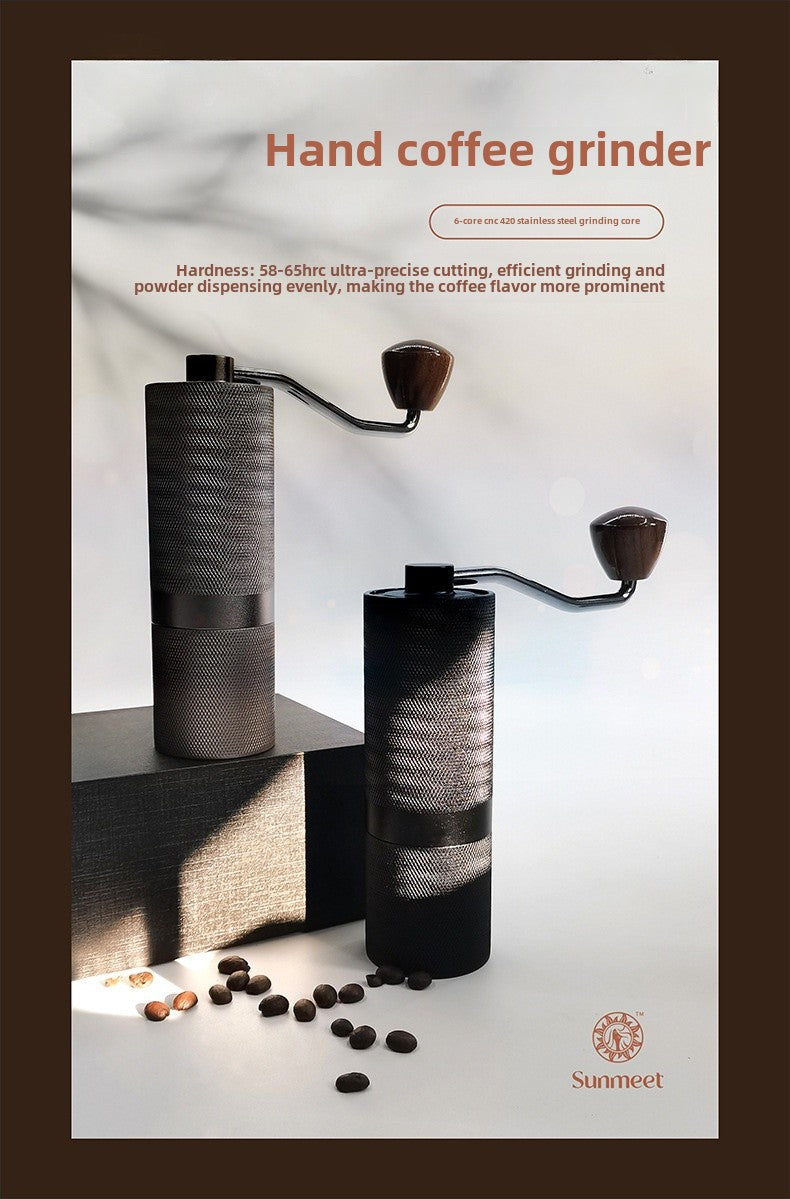 Knurled hand coffee grinder steel grinding core portable Italian grinder 6 stars adjustable thickness hand grinder