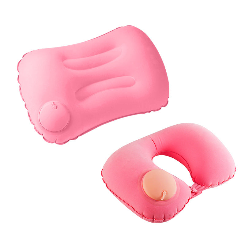 Car neck pillow lumbar support set, neck support pillow for tourist car, lumbar pad, press inflatable flocking U-shaped pillow, car headrest