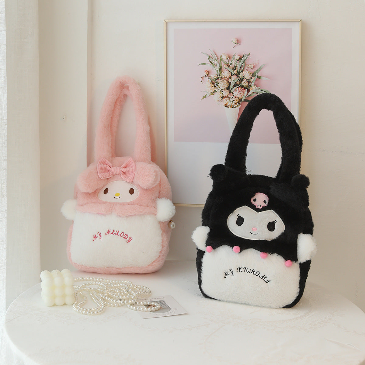 Cartoon Melody plush handbag wholesale children's outing handbag outing handbag picnic soft girl shoulder bag