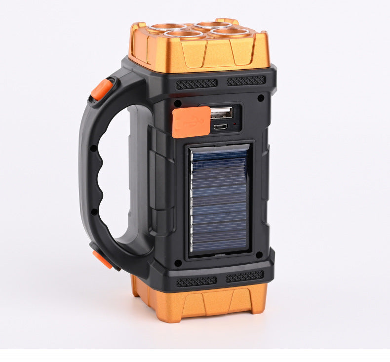 Cross border flashlight strong light led outdoor rechargeable searchlight portable household waterproof plastic xenon camping lantern