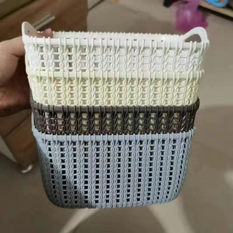 Cross-border imitation rattan tabletop storage basket, plastic storage basket, kitchen basket, snack storage box, bathroom bath storage box
