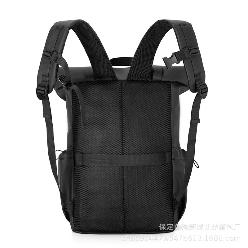 New Large Capacity Men's Backpack Athleisure Backpack Premium Solid Color Street Cool Expandable Travel Bag