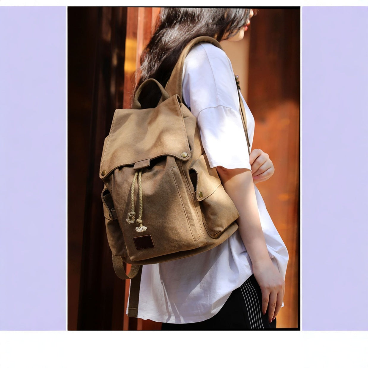 Canvas fashion trend korean large capacity student backpack men's and women's travel computer backpack