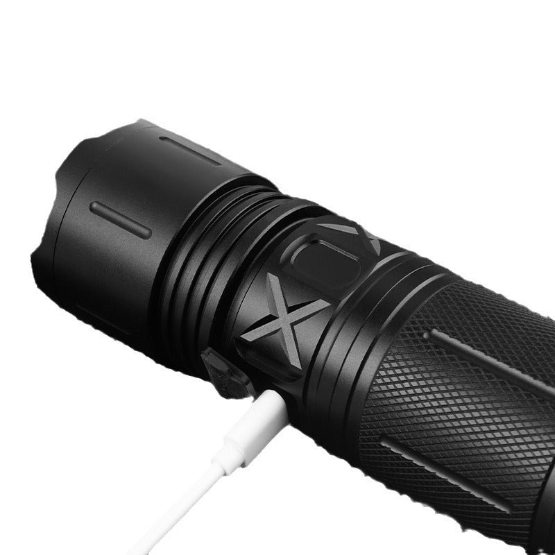 Outdoor adventure strong light flashlight Portable intelligent electric display zoom white laser tele light aluminum alloy waterproof lamp